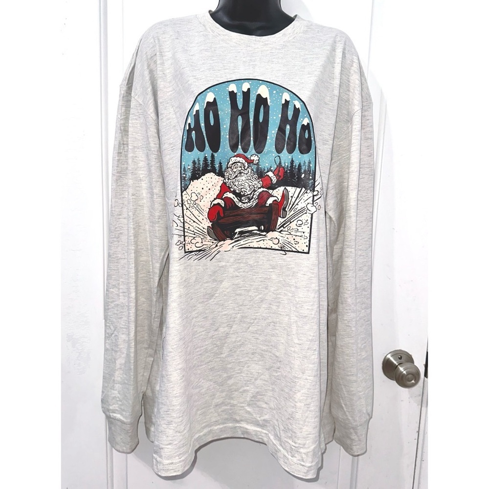 Christmas long sleeve tee Santa Sledding